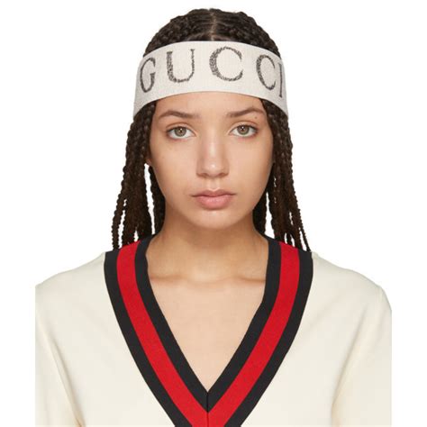 gucci white logo headband